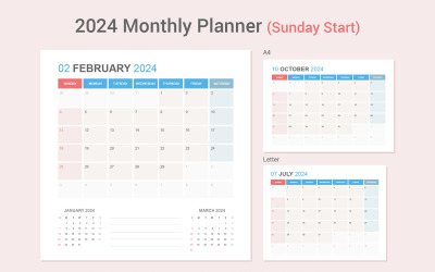 Einfacher Kalender 2024 [Sonntag]
