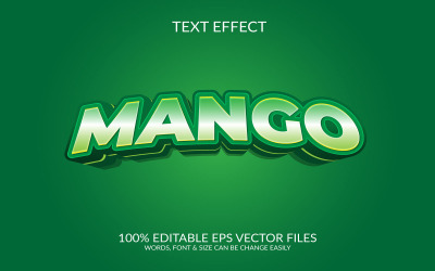Modello effetto testo Eps vettoriale modificabile 3D di mango verde