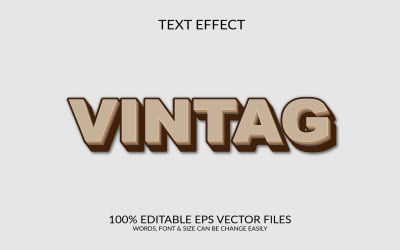 Modelo de efeito de texto vintage 3D vetorial editável Eps