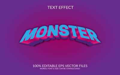 Monster 3D redigerbar vektor Eps texteffektmall