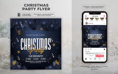 Golden Christmas Party Flyer Template