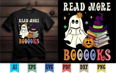 Lire plus de livres drôle halloween livre fantôme chauve-souris crâne floral sorcière vecteur