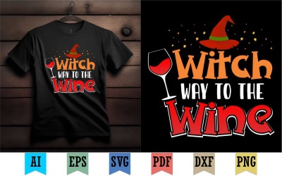 Witch Way To The Wine Спеціальний дизайн для сорочки на Хелловін