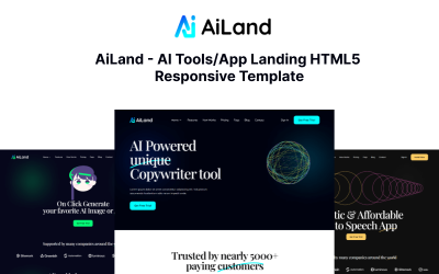 AiLand - Modèle réactif HTML5 d&amp;#39;atterrissage d&amp;#39;outils d&amp;#39;IA/d&amp;#39;application