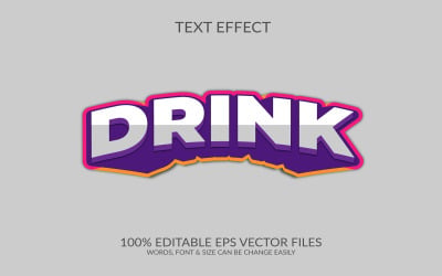 Bebida 3D Vector Eps Texto Efecto Plantilla Diseño Ilustración