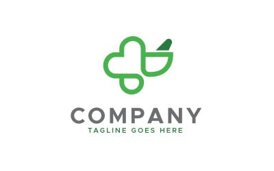 Bitkisel sağlık artı bitki logo tasarım şablonu