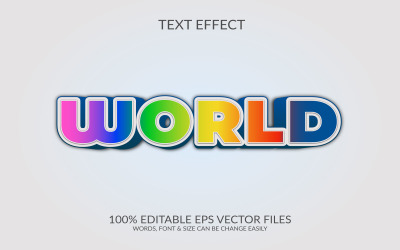 Design de modelo de efeito de texto Eps de vetor editável mundial 3D