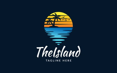 Design do logotipo da praia do mar da ilha