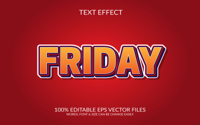 Fredag redigerbar vektor Eps Text Effect Design illustration