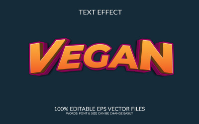 Modello di effetto testo Eps vettoriale modificabile 3D per la Giornata mondiale dei vegani