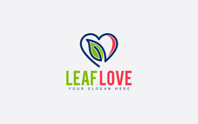 Blatt-Liebe-Logo-Design-Vorlage