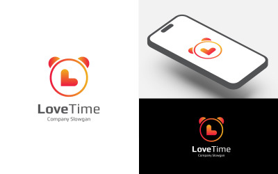 Concepto de diseño de logotipo de tiempo de amor