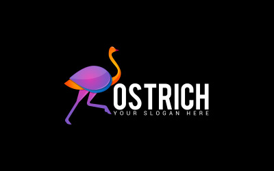 Modelo de design de logotipo de avestruz