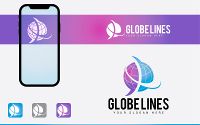 Plantilla de diseño de logotipo de líneas de globo