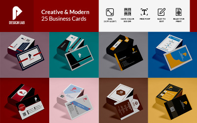 25 cartões de visita do laboratório de design
