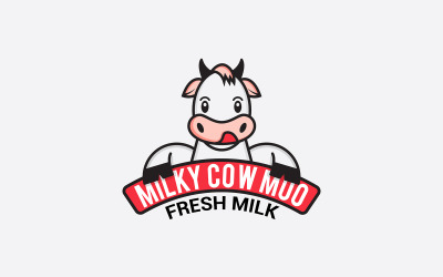 Modèle de conception de logo Moo de vache laiteuse