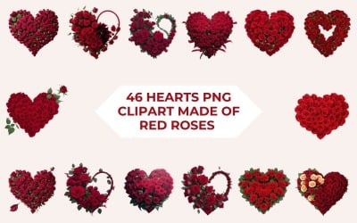 Clipart de 46 corações feitos de rosas vermelhas