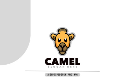 Design de logotipo de mascote de desenho animado fofo de camelo