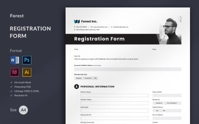Registration Form | Word, InDesign, Illustrator &amp;amp; Photoshop Template