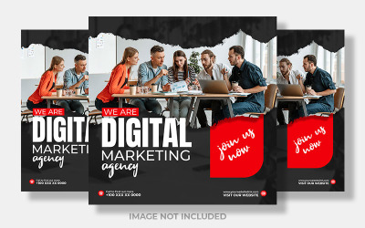 Publicación en redes sociales en rojo y negro de moda de marketing digital