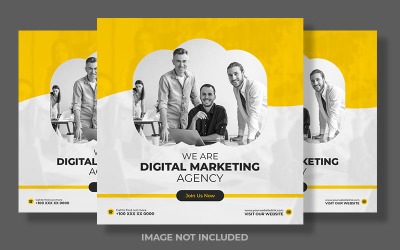 Publication sur les réseaux sociaux à la mode en blanc et jaune pour le marketing numérique