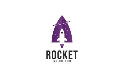 Um modelo de logotipo de foguete de carta