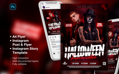 Darkline – Dj Club Night Party Flyer und Social-Media-Beitrag