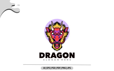 Design de ilustração de modelo de logotipo de cabeça de dragão