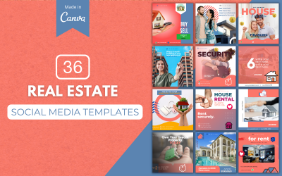 36 plantillas de Canva de bienes raíces para redes sociales