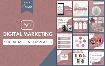50 plantillas premium de Canva de marketing digital para redes sociales