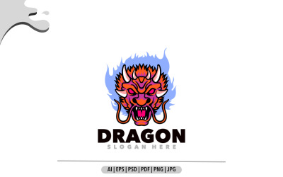 Illustrazione del design del logo della mascotte della testa del drago