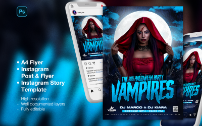 Vampires - Volantino per feste notturne con DJ Club e post sui social media