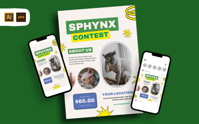 Modèle de flyer de concours de chat Sphynx