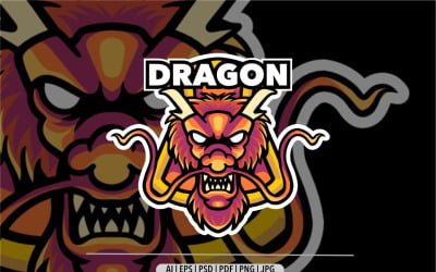 Design de logotipo de mascote dragão para esportes e jogos