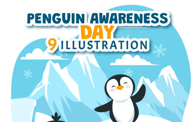 9 Día de concientización sobre los pingüinos Ilustración