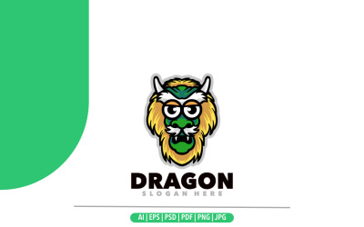 Spor şablonu için ejderha maskotu logosu tasarımı illüstrasyonu