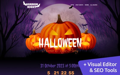 Design do site MotoCMS para evento de Halloween