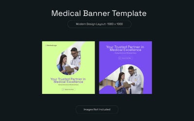 Medical healthcare social media post and web banner template