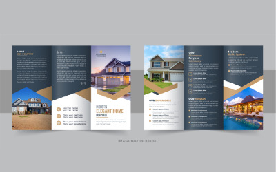 Vector de folleto tríptico moderno de bienes raíces, construcción y venta de viviendas