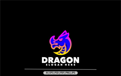 Conception de modèle de logo dégradé dragon moderne