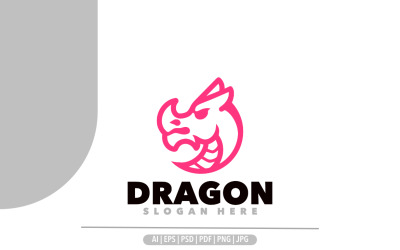 Design de modelo de logotipo de símbolo de linha de cabeça de dragão