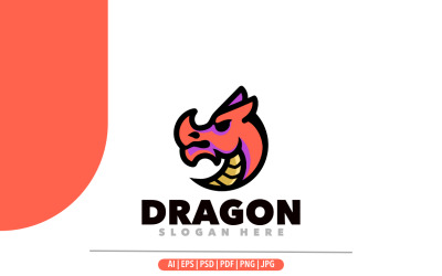Illustration de conception de logo de mascotte simple dragon