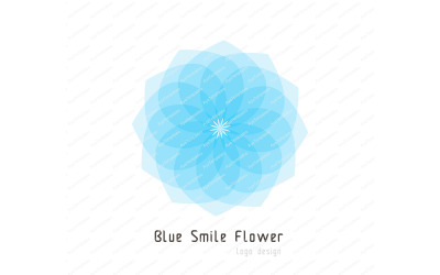 Blaues Lächeln-Blumen-Logo-Design