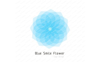 Дизайн логотипа с синей улыбкой и цветком