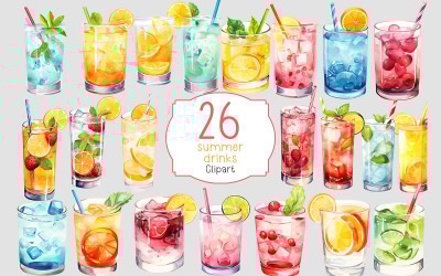 Aquarel zomer drankjes clipart set