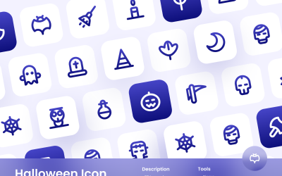 Conjunto de iconos de Halloween estilo de contorno degradado