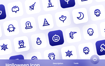 Halloween Icon Set Gradient Styl obrysu
