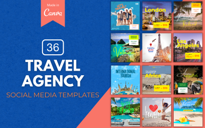 Sosyal Medya için 36 Premium Seyahat Acentası Canva Şablonu