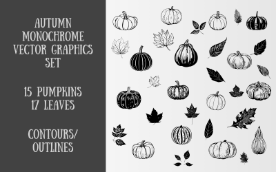 Conjunto de gráficos vetoriais monocromáticos de outono
