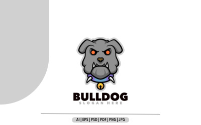 disegno del logo arrabbiato della testa della mascotte del bulldog